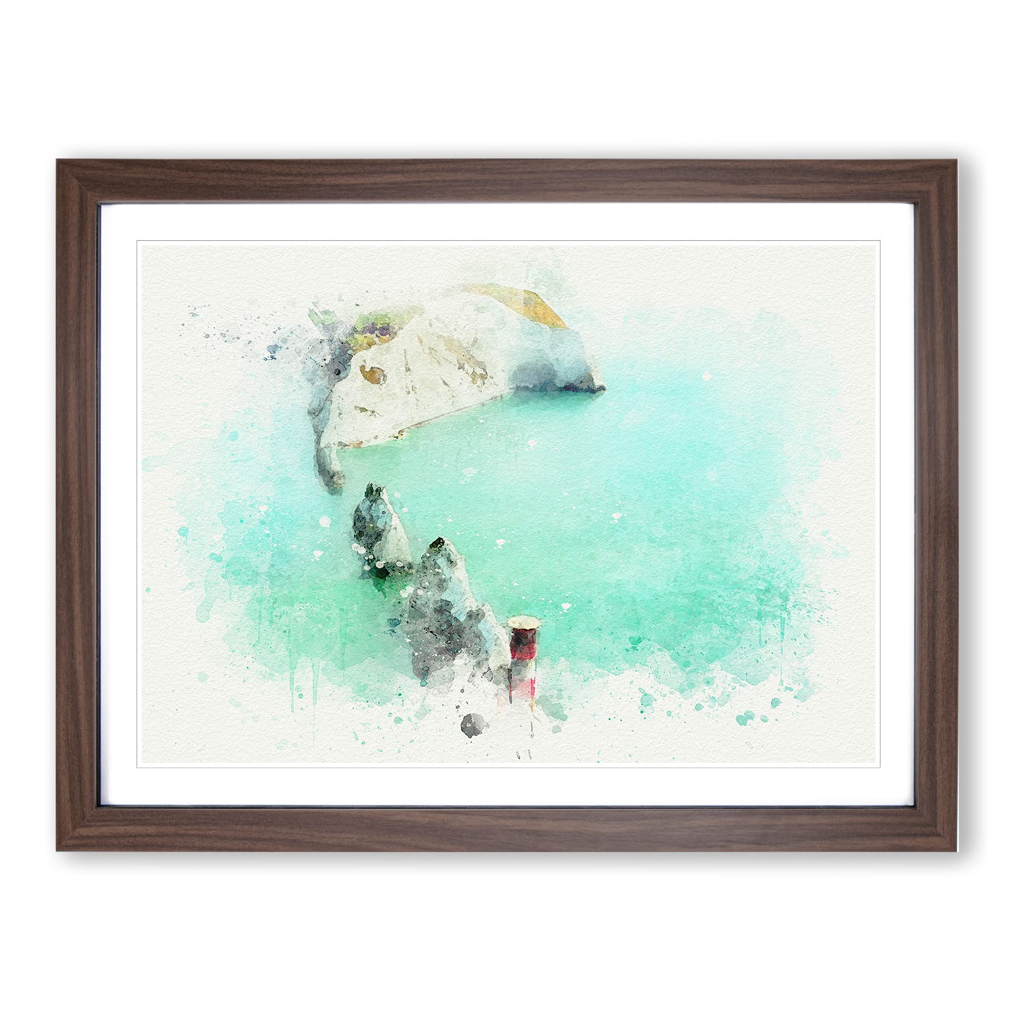 The Needles Isle Of Wight In Abstract Modern Art Framed Wall Art Print, Ready to Hang Picture for Living Room Bedroom Home Office Décor, Walnut A4 (34 x 25 cm)