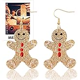 MEMFALL Christmas Earrings for Women Acrylic Gingerbread Earrings Dangling Christmas Jewelry