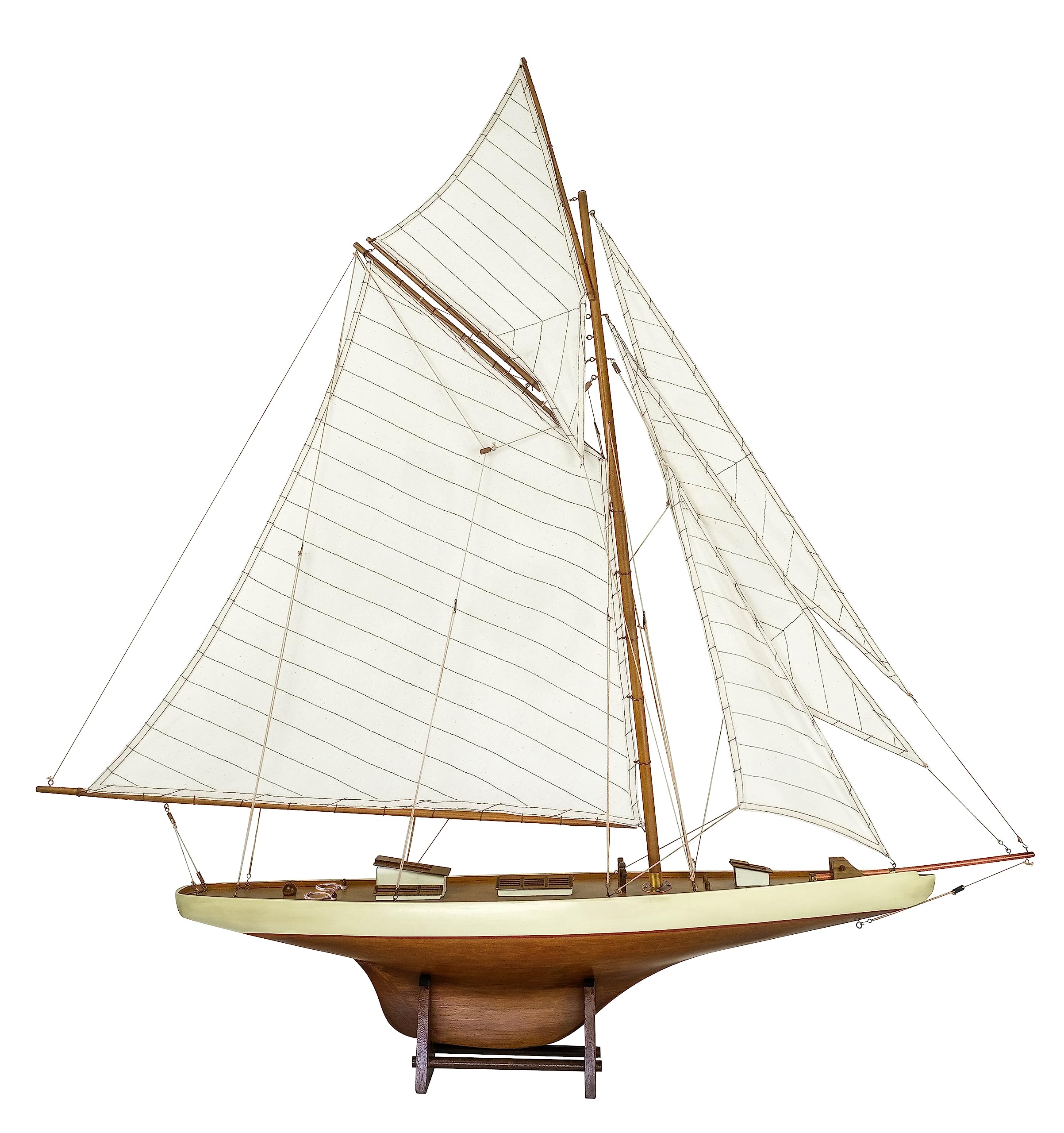 SAILINGSTORY Wooden Sailboat Model Décor Boat Model Ship Sailboat Décor Yacht Model America's Cup Columbia 1901 Replica Large