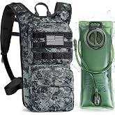 LASUK Tactical Hydration Backpack with 3L Water Bladder, Molle Water Pack | Lightweight Military Hydration Daypack for Hiking, Running, Cycling, Climbing, Biking, 105 oz, Breathable Back Panel