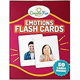 CreateFun Feelings and Emotions Flash Cards | 50 Emotion Development Educational Photo Cards | 7 Starter Learning Games for Y