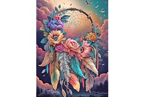 ACELII 5D Dream Catcher Diamond Painting Kits for Adults Beginners,DIY Colorful Dreamcatcher Flowers Diamond Art,Full Round Drill Diamonds Dots Gem Art Kits,Home Wall Decor 12x16 Inch
