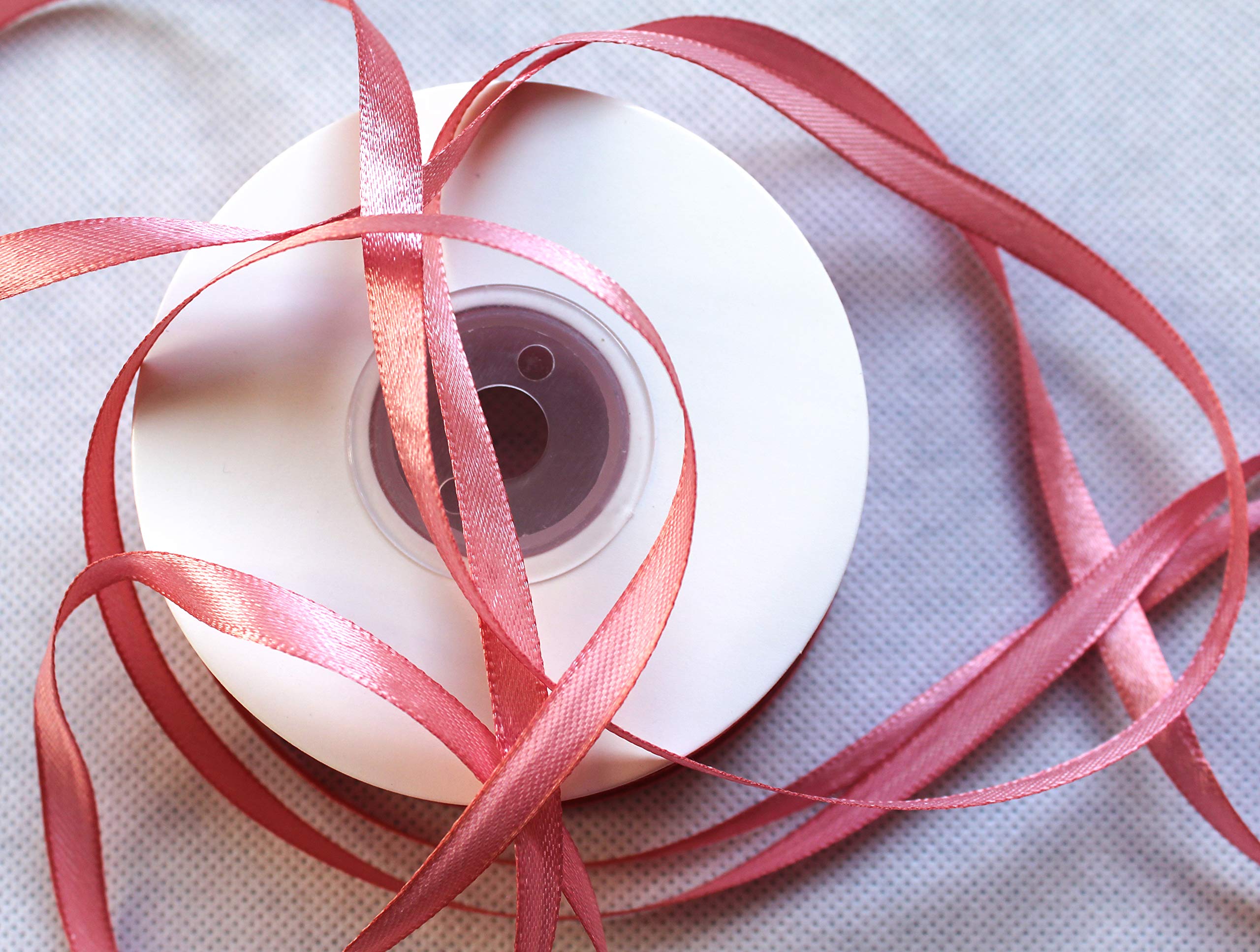 CaPiSo 50 m Satin Ribbon 6 mm Decorative Ribbon Christmas Ribbon Gift Ribbon Decoration Ribbon Ribbons for Crafting (Dusky Pink, 50 m)