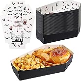 Mumufy 36 Pieces Halloween Paper Tray Disposable Coffin Bowl | Treat Candy Snack Spooky, Goth Food Holder Trays for Summer Halloween Party Supplies, 10.24 x 6.3 x 1.9 Inches