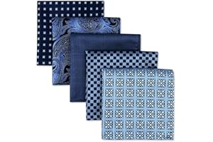 SHLAX&WING Assorted 5 Pieces Mens Silk Pocket Squares Handkerchiefs Set Lot