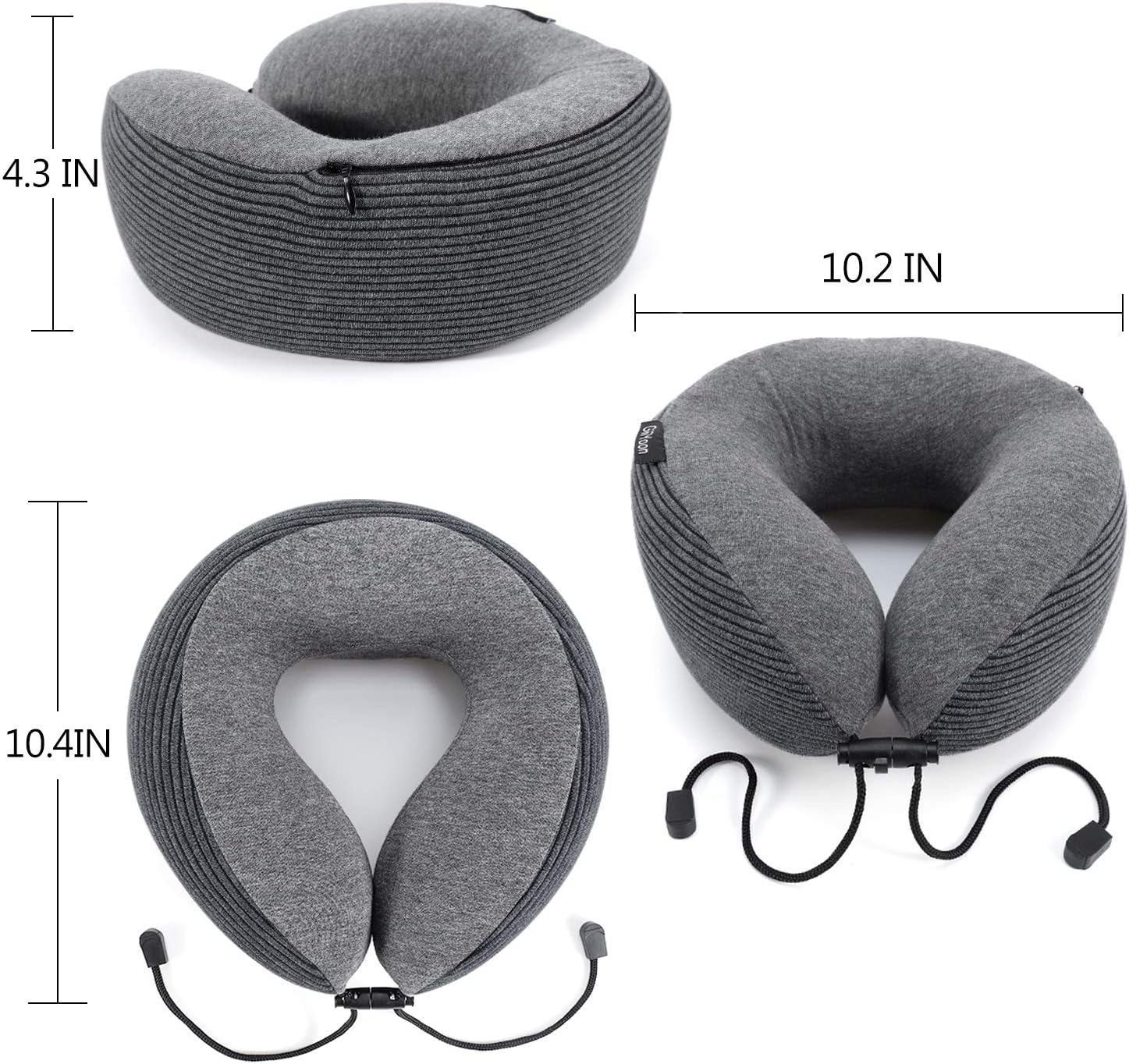 GiiYoon Travel Pillow, Upgraded Bamboo Charcoal Memory Foam Pillow Core