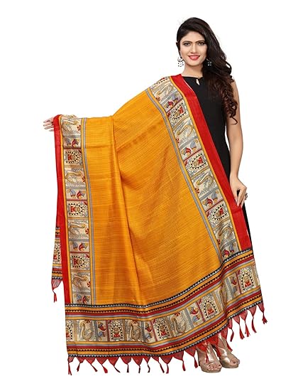 KANCHNAR Womens Solid Silk Dupatta