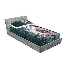 Ambesonne Shark Fitted Sheet & Pillow Sham