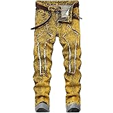 YIHUILONG Men's Stretch Slim Fit Jeans Ripped Skinny Straight Leg Distressed Comfort Flex Waist Fashion Biker Denim Pants