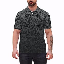 Xdceu Men's Skull Polo Shirts Hawaiian Golf Polo