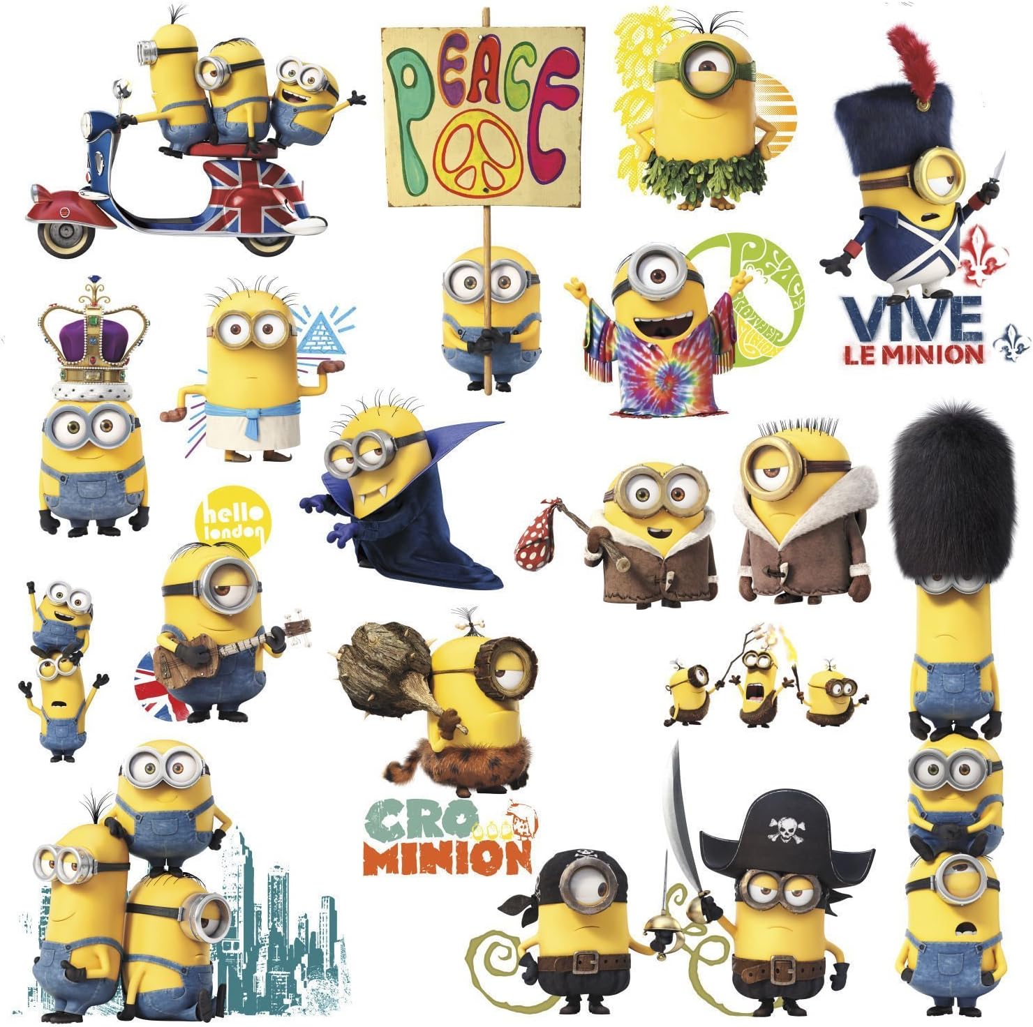 Minions película 16 etiquetas grandes de pared decoraciones pegatinas