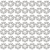 Healifty 2000Pcs Shape Septal Bead 6mm Style Daisy Spacer Beads Loose Beads for DIY Bracelet Necklace Jewelry Making Supplies White Silver