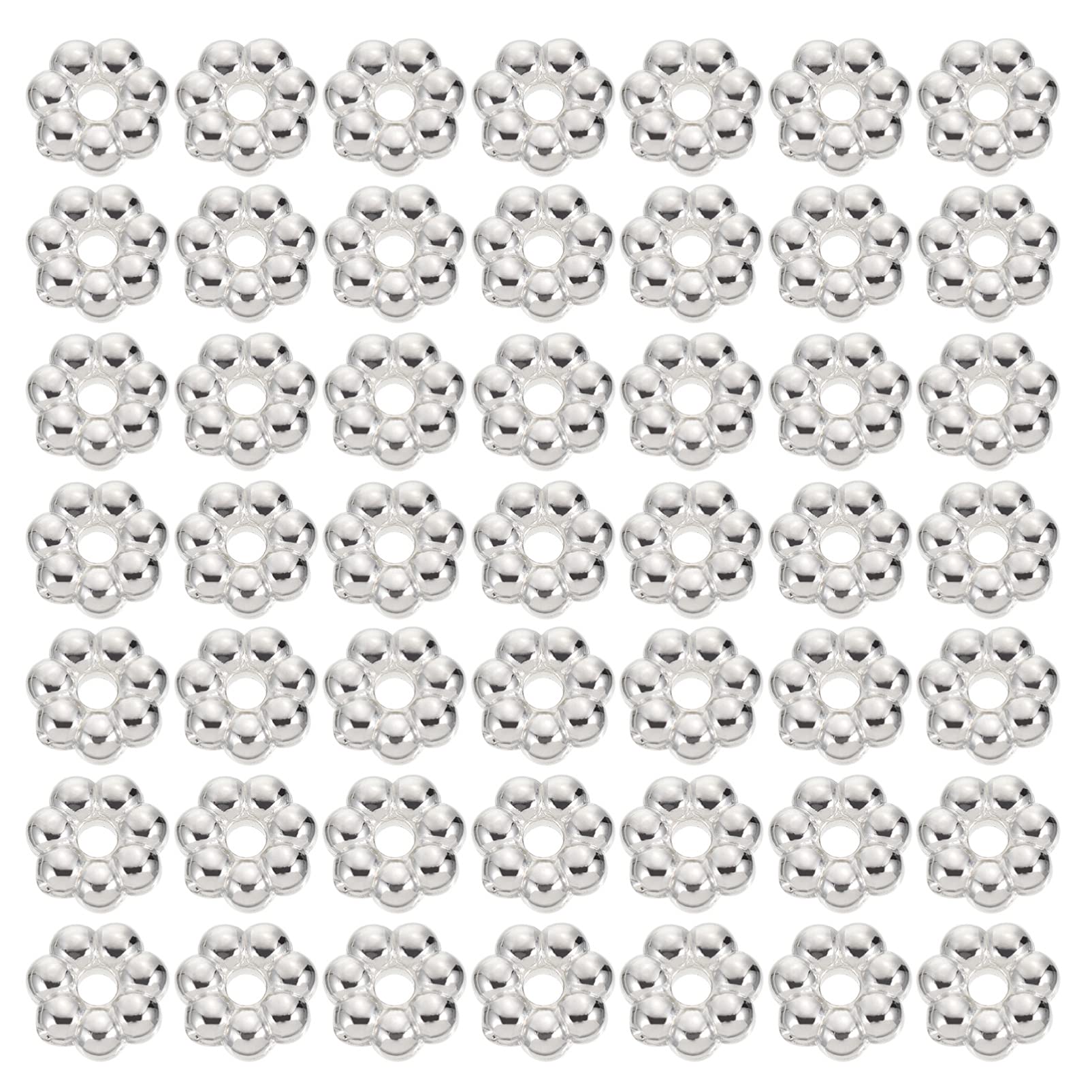 Photo 1 of 2000Pcs Shape Septal Bead 6mm Style Daisy Spacer Beads Loose Beads for DIY Bracelet Necklace Jewelry Making Supplies White Silver