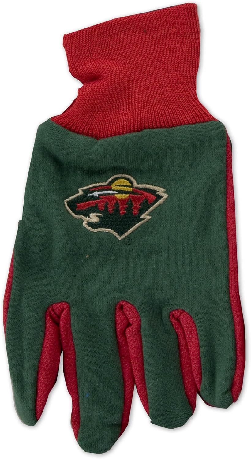 NHL Minnesota Wild Two-Tone Gloves, Green/Red : Sports Fan Apparel : Clothing