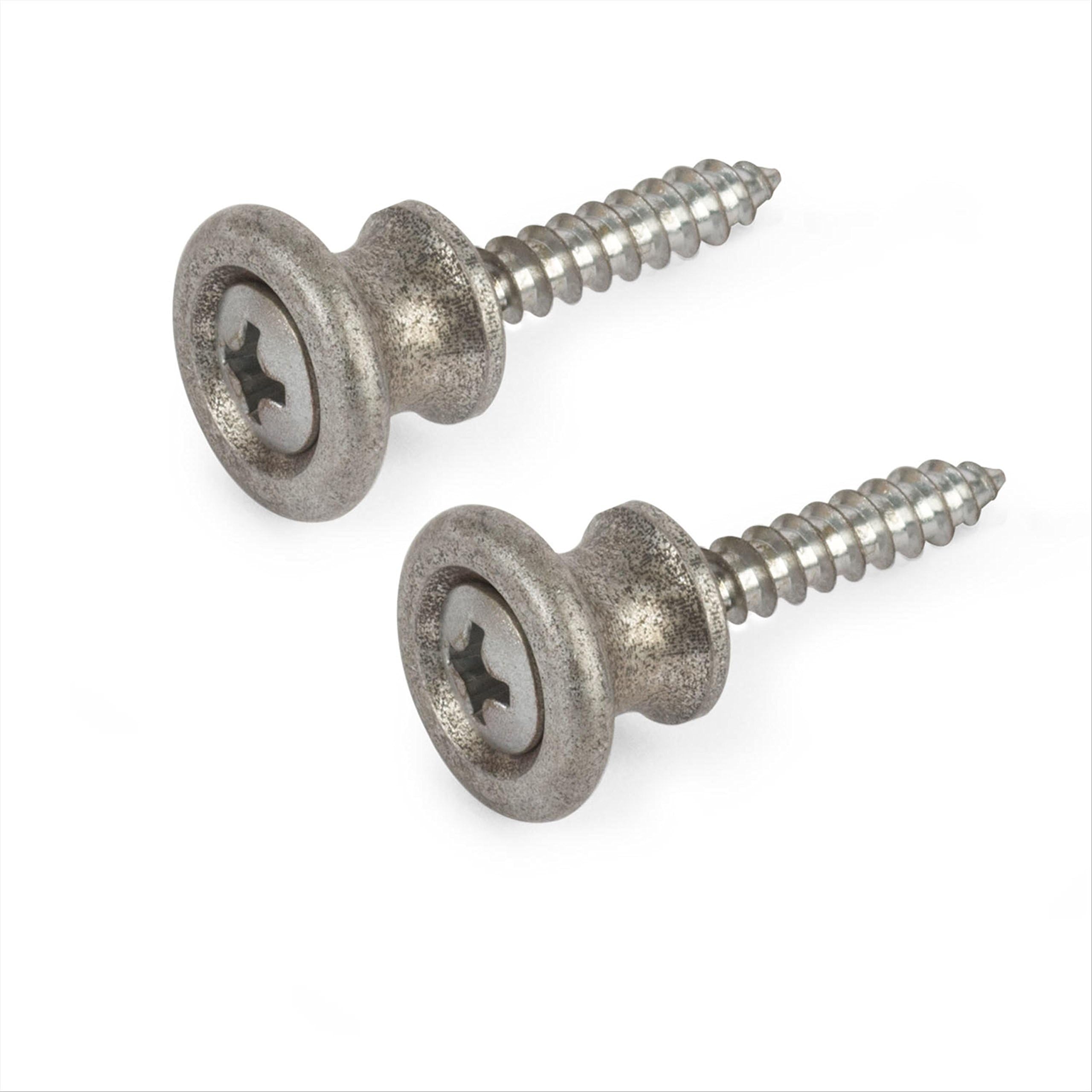 Golden AgeStrap Buttons Compatible Replacement for Gibson Guitars, Relic Aluminum, Set of 2