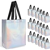 【18-Pack Shiny Color】 Reusable Gift Bags with Handles, Bulk Goodie Bags for Valentines Day, Baby Shower, Birthday, Party Favors, Wedding, Holiday Goodie | 8x4x10 Inches | 18 Premium Shiny Color Bag | Eco-Friendly