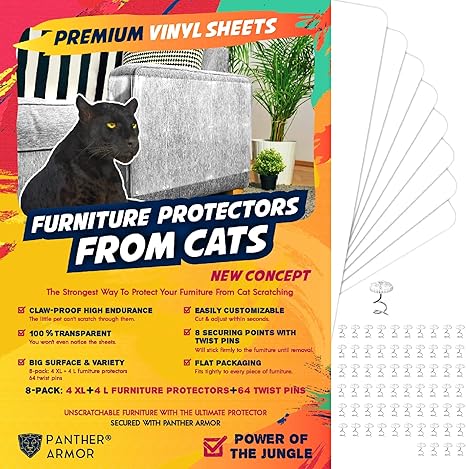 Amazon Com Panther Armor 8 Eight Pack Furniture Protectors From Cat Scratch Couch Guards For Cats 4 Pack Xl 17 L 12 W 4 Pack Large 17 L 10 W Cat Scratch Deterrent Couch Corner