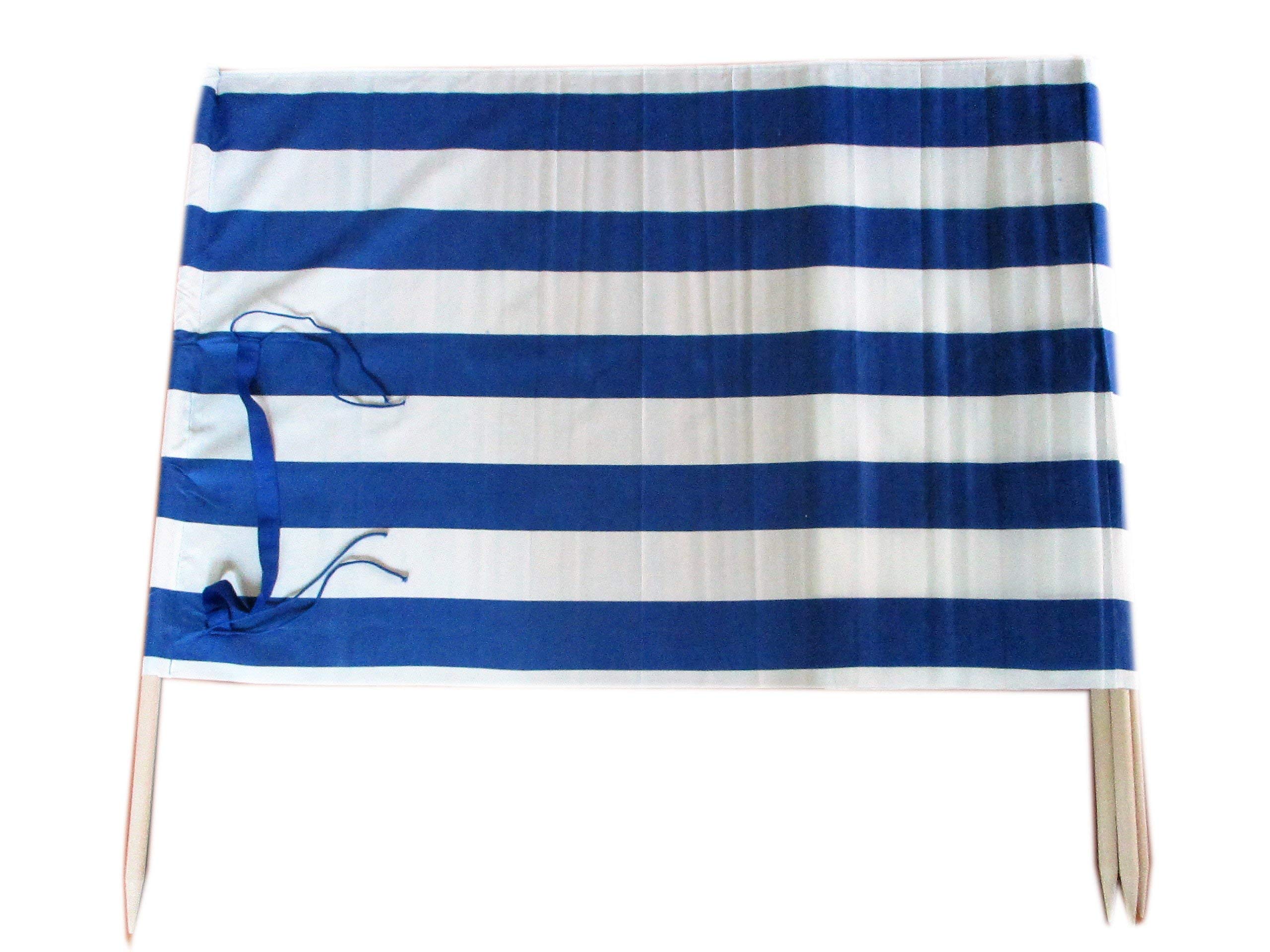 Photo 1 of 13 ft Beach Windscreen Privacy Windbreak with a Bag and Mallet Made in Europe (Blue/White Stripes)