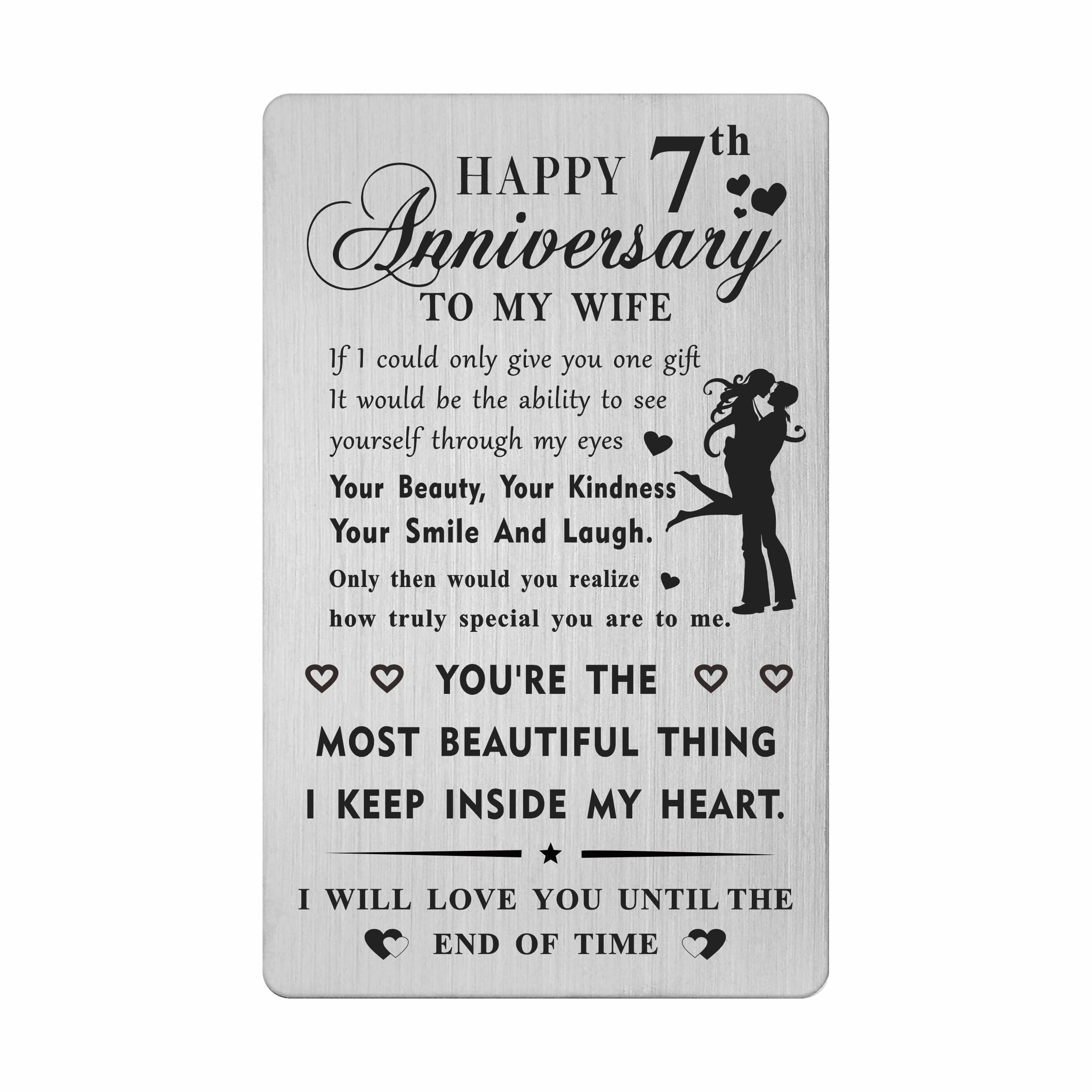 HYHYDHP 7th Wedding Anniversary Card Gifts for Wife - Happy 7 Year Anniversary Card for Her Women