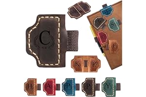 AEBGSA Custom Bygone Mark Bookmark with Pen Holder, 26 Letters Name Initial Personalized Magnetic Leather Bookmark, Gifts for Book Lovers, Readers, Travelers, Leather Book Marks (Dark Brown, C)