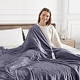 Electric Blanket Queen Heated Blanket Queen Size 84''X 90'' Soft Cozy Flannel with Dual Controller Heating Blanket of 5 Heating Level & 10 Hour Auto Off, ETL & FCC Certified, Machine Washable