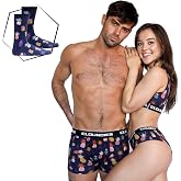 Cloundies Matching Underwear for Couples - Penguin Design Cotton Undies Set with Socks - His and Hers Gifts