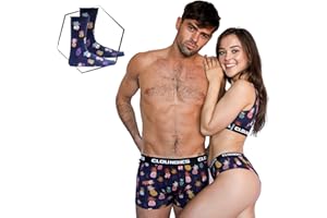 Cloundies Matching Underwear for Couples - Penguin Design Cotton Undies Set with Socks - His and Hers Gifts