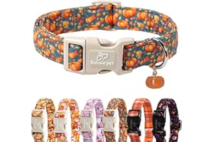 Babole Pet Fall Dog Collar Cute Autumn Pumpkin Puppy Collar - Light Comfortable Adjustable Pet Collars for Small Medium Large Girl Boy Dogs L