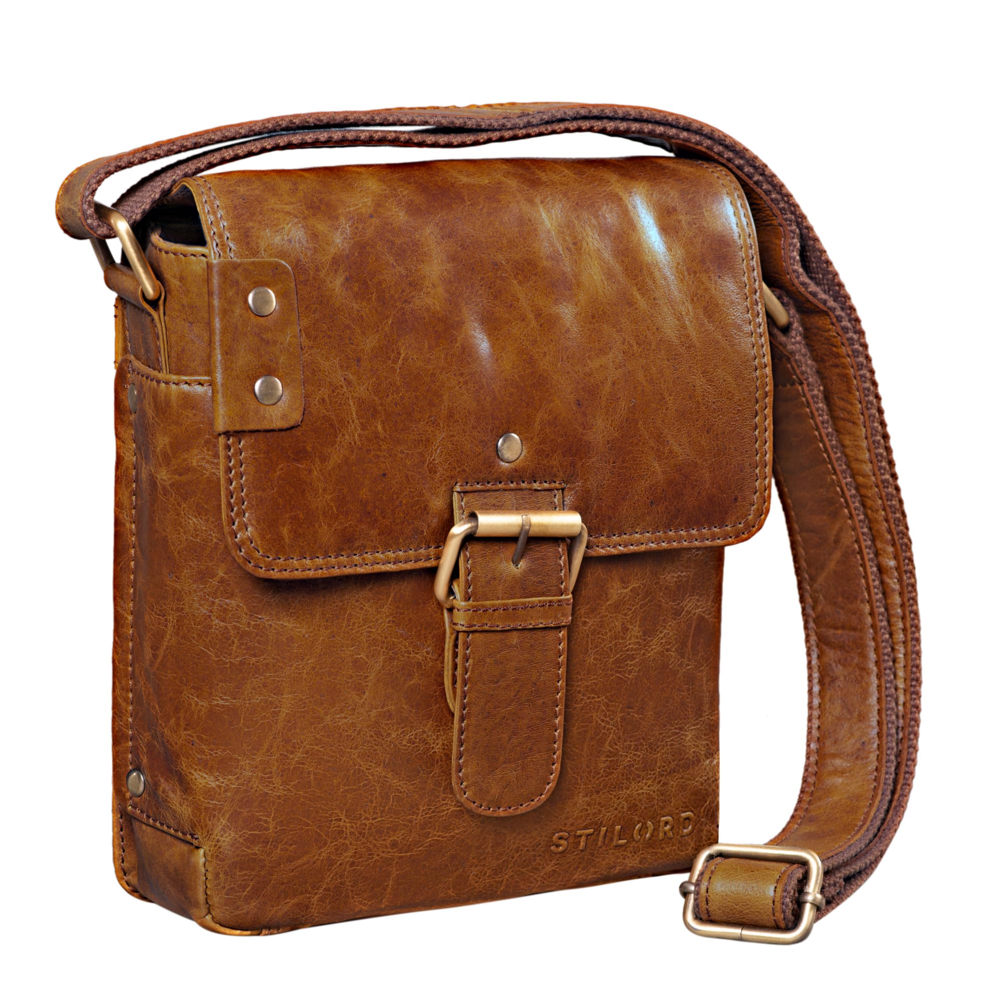 STILORD "Alessio" Leather Messenger Bag Men Small Vintage Shoulder Bag Men's Bag 8.4" Vintage Design Made of Genuine Leather Colour:Antique - Used