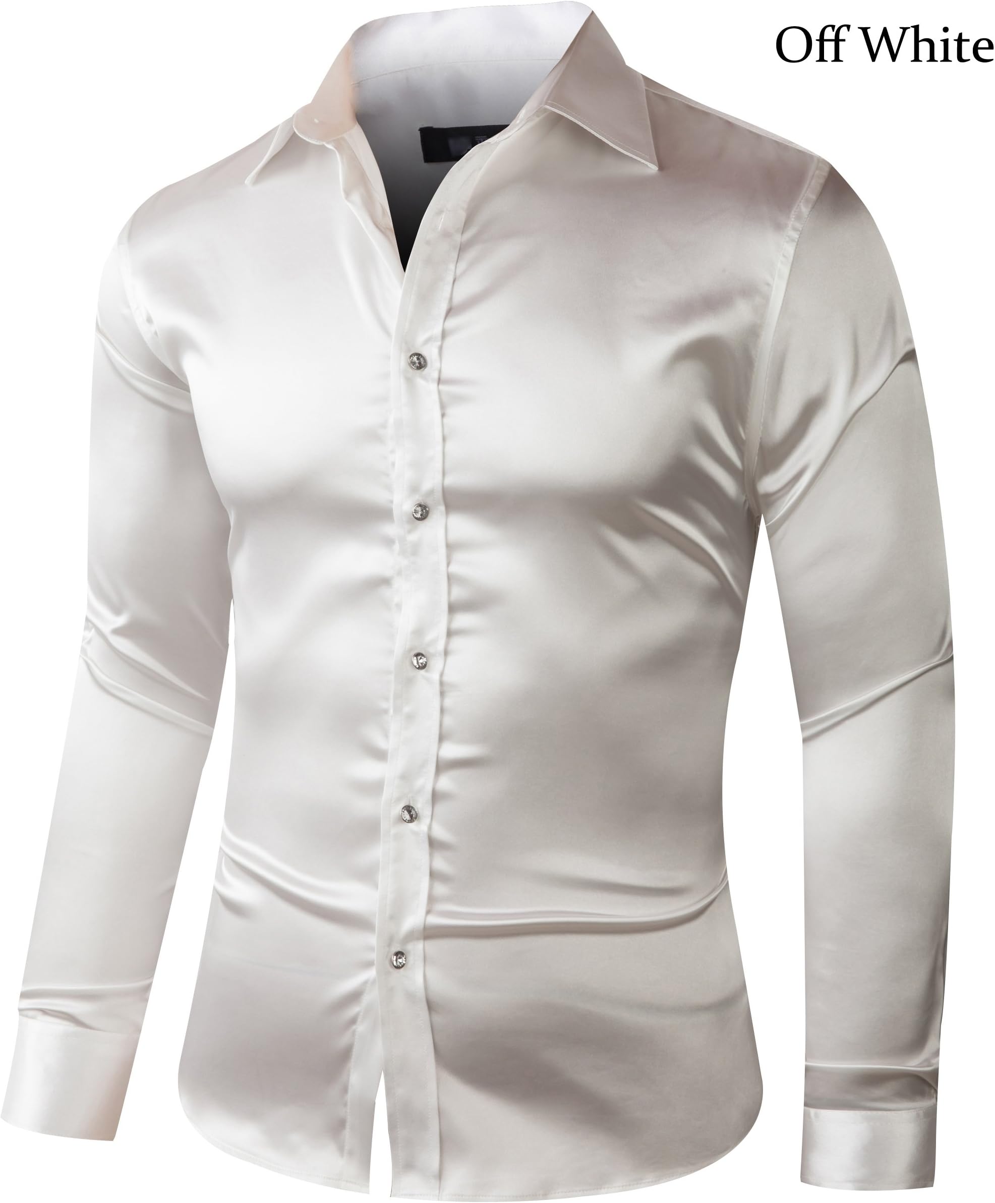 ZERDSKY Men's Regular-Fit Solid Color Dance Prom Dress Shirt