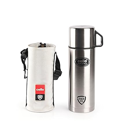 Cello Cup Style Stainless Steel Flask, 1 Litre, Silver