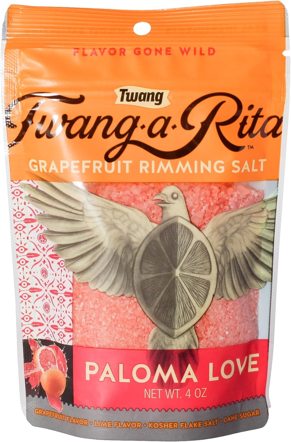 Twang-a-Rita Rimming Salt Varieties - 4 ounce pouch - (2 pack) (Paloma Love (Grapefruit)): Kitchen & Dining