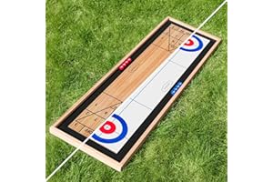 HARRIER 2-in-1 Tabletop Curling & Shuffleboard Table | Reversible Board | No Assembly Required!