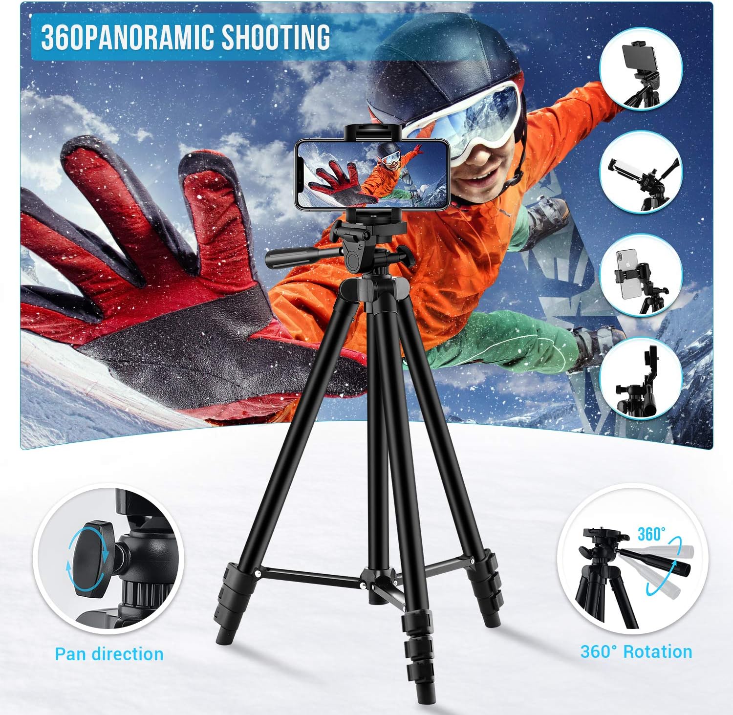 【New Version】 Phone Tripod, Premium Aluminum Alloy Camera Tripod with Cell Phone Mount & Wireless Bluetooth Remote, Professional 50" Extendable Portable Tripod Stand, Compatible with iOS/Android : Camera & Photo