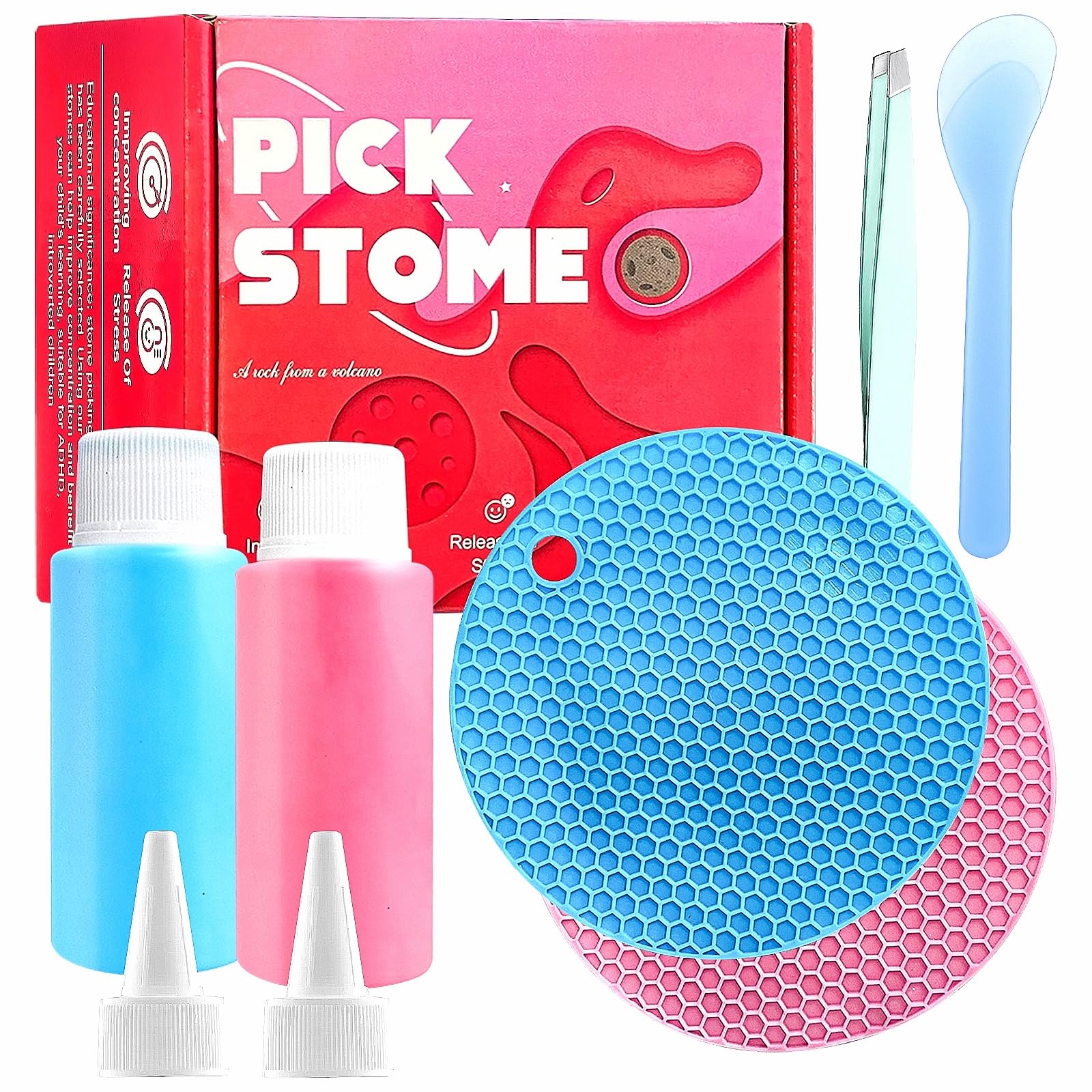 8Pcs Picky Fidget Pads Kit for Anxiety Relief, Skin Picking Fidget Toys, Reusable Silicone Sensory Picking Pad, Pick Peel Calming Pad Fidget Toys for Dermatillomania | Trichotillomania | ADHD | OCD