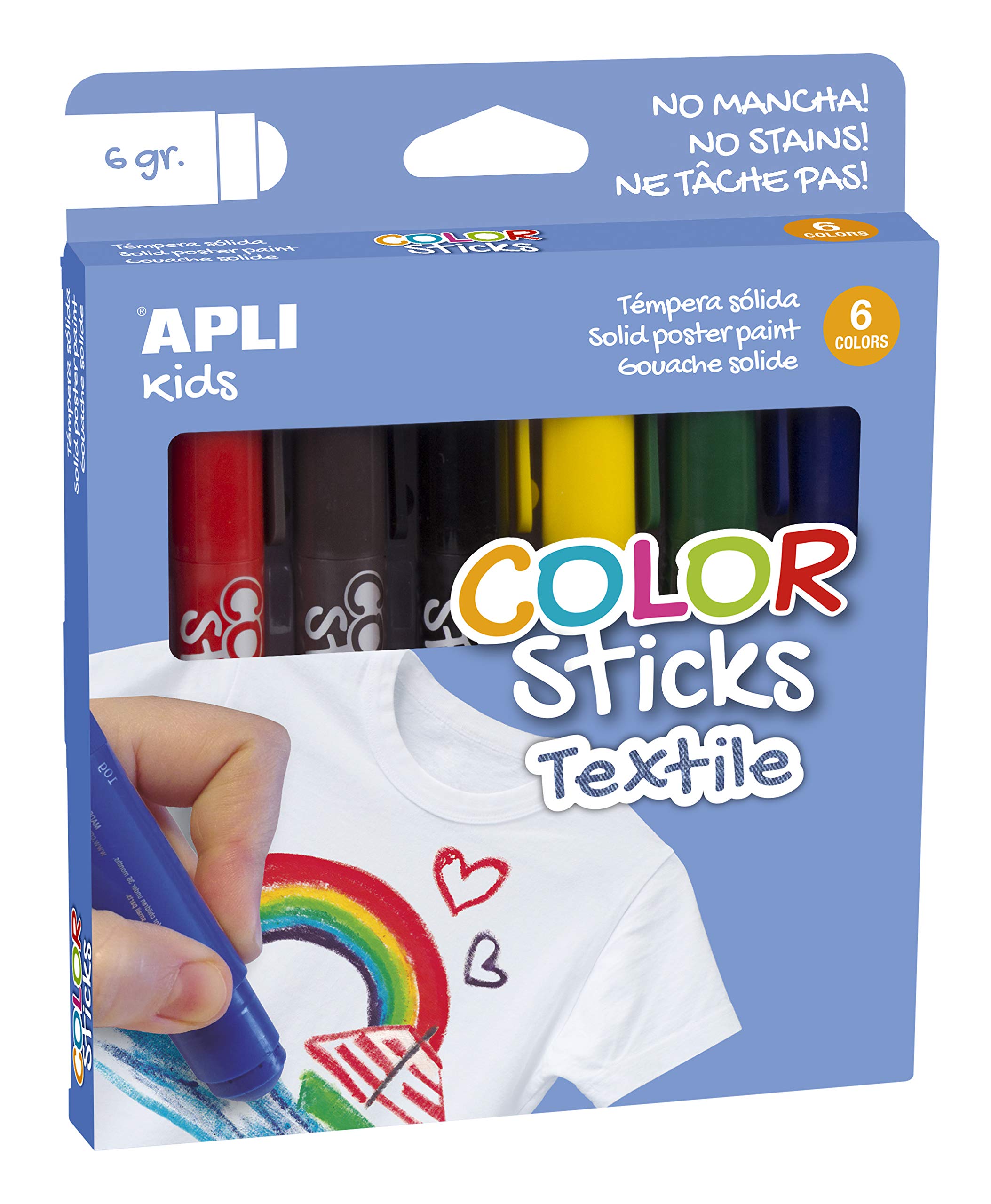 APLI Kids 17539 – Colour Sticks Textile 6 g 6 Units