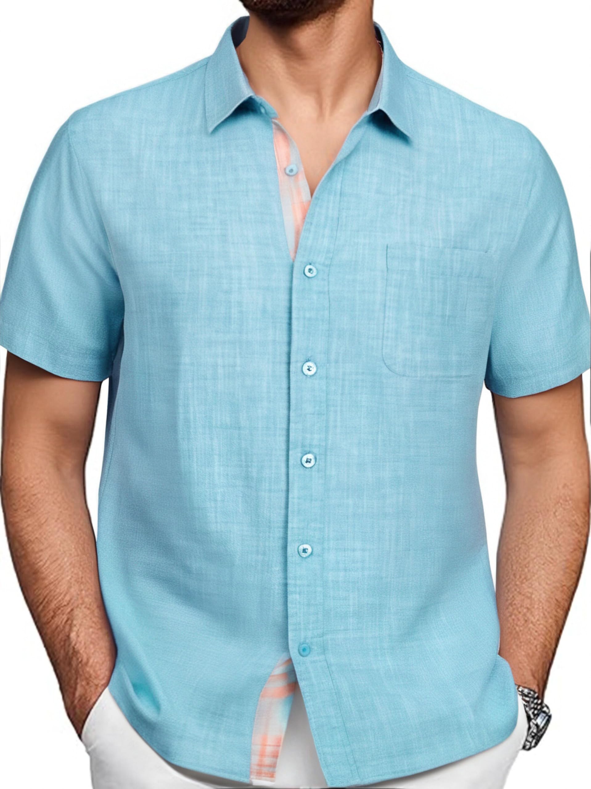Mua Damipow Mens Casual Button Down Shirts Short Sleeve Fashion ...