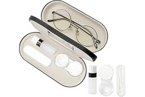 cauyuan Eyeglass Case Double Sided Portable Contact Lens Box 2 in 1 Multifunction With Tool