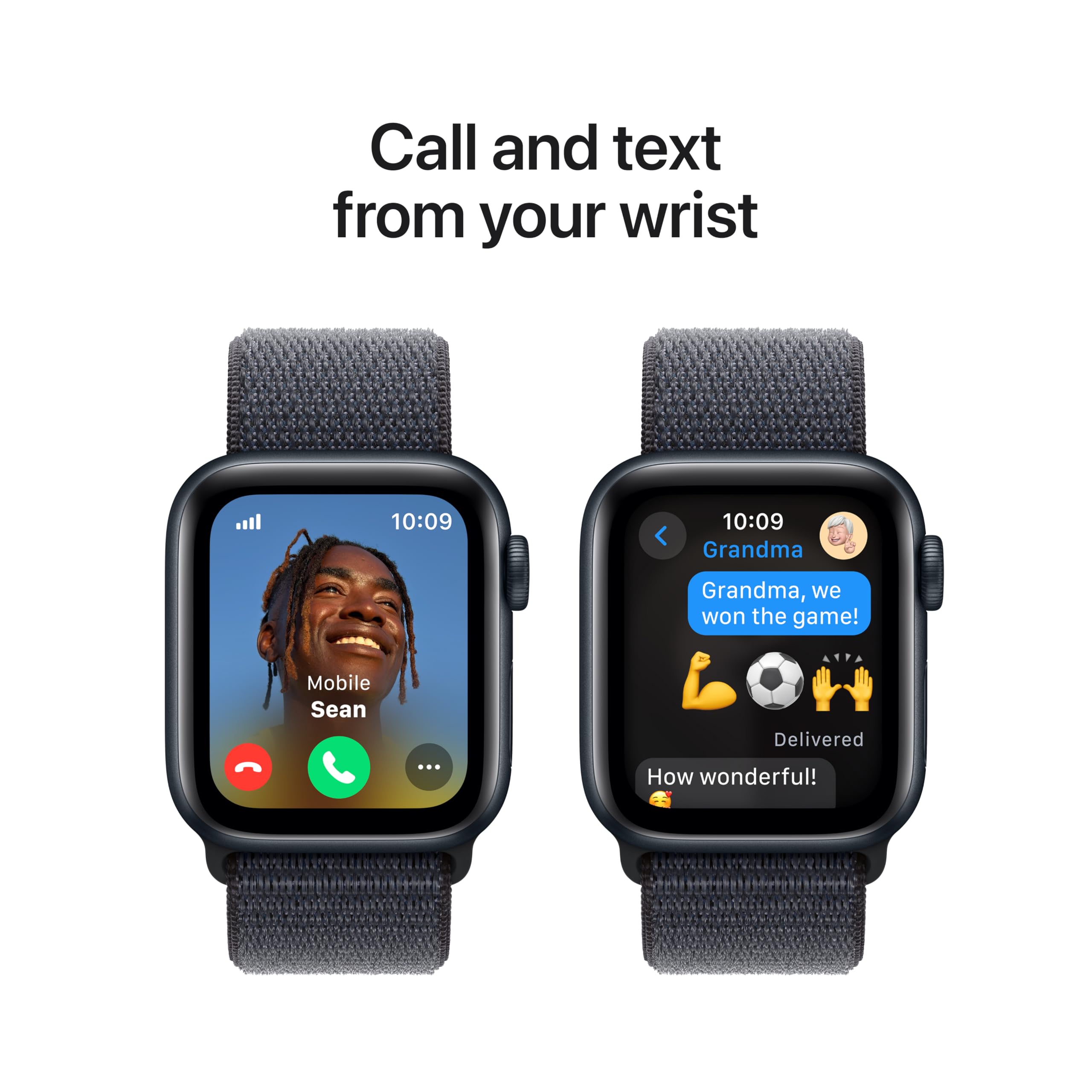 Apple Watch SE (2nd Gen) [GPS 40mm] Smartwatch with Midnight Aluminum Case with Ink Sport Loop One Size. Fitness and Sleep Trackers, Crash Detection, Heart Rate Monitor, Carbon Neutral