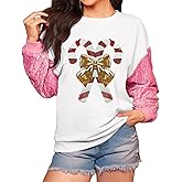 For G and PL Women's Christmas Sequin Long Sleeve Sweatshirts Holiday Crewneck Tops