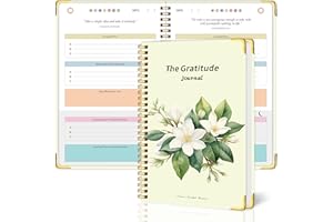 DOURA Gratitude Journal with Cardboard Cover ,Vivid Colorful Layout Design for Women ,Teens, 5 Miunte Daily Gratitude Journal with Prompts, Undated Hardcover Journals for More Happiness, Mindfulness & Reflection, Daily Affirmations, Spiral Binding ( Gardenia )