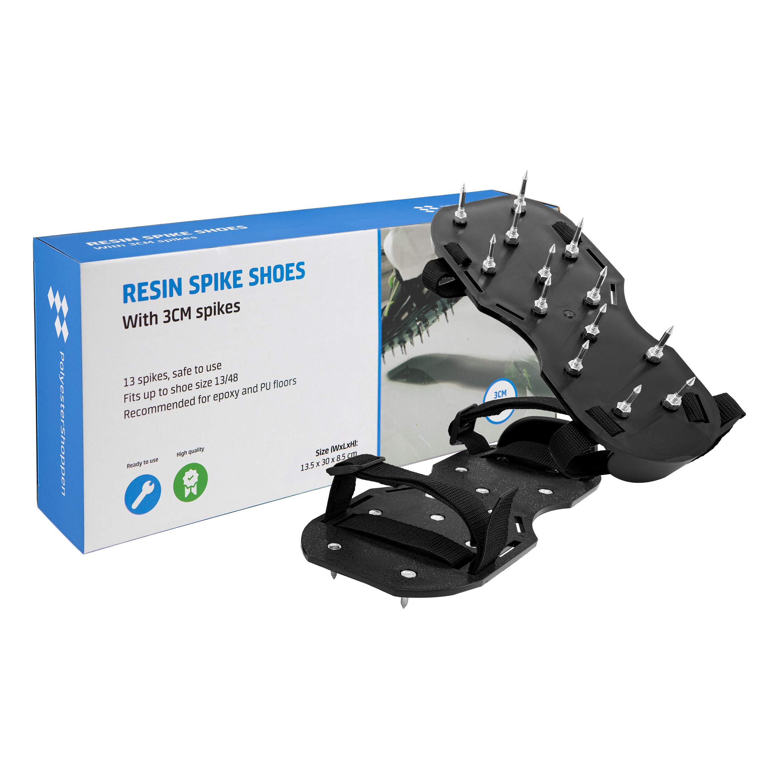 Professional Nail Shoes, 13 Nails, 3 cm, Pre-Assembled, For Epoxy Floors and PU Floors, Screed Shoes, black, X-Large X-Weit