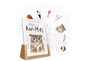 TODO BIEN DESIGN INC. 2026 Desk Calendar - Animal, Dog Watercolor Monthly Calendar with motivational quotes, Made in USA, 5x7 pages with Easel for Home Office School, Holiday New Year Gift (2026 Animals, U-Stand)