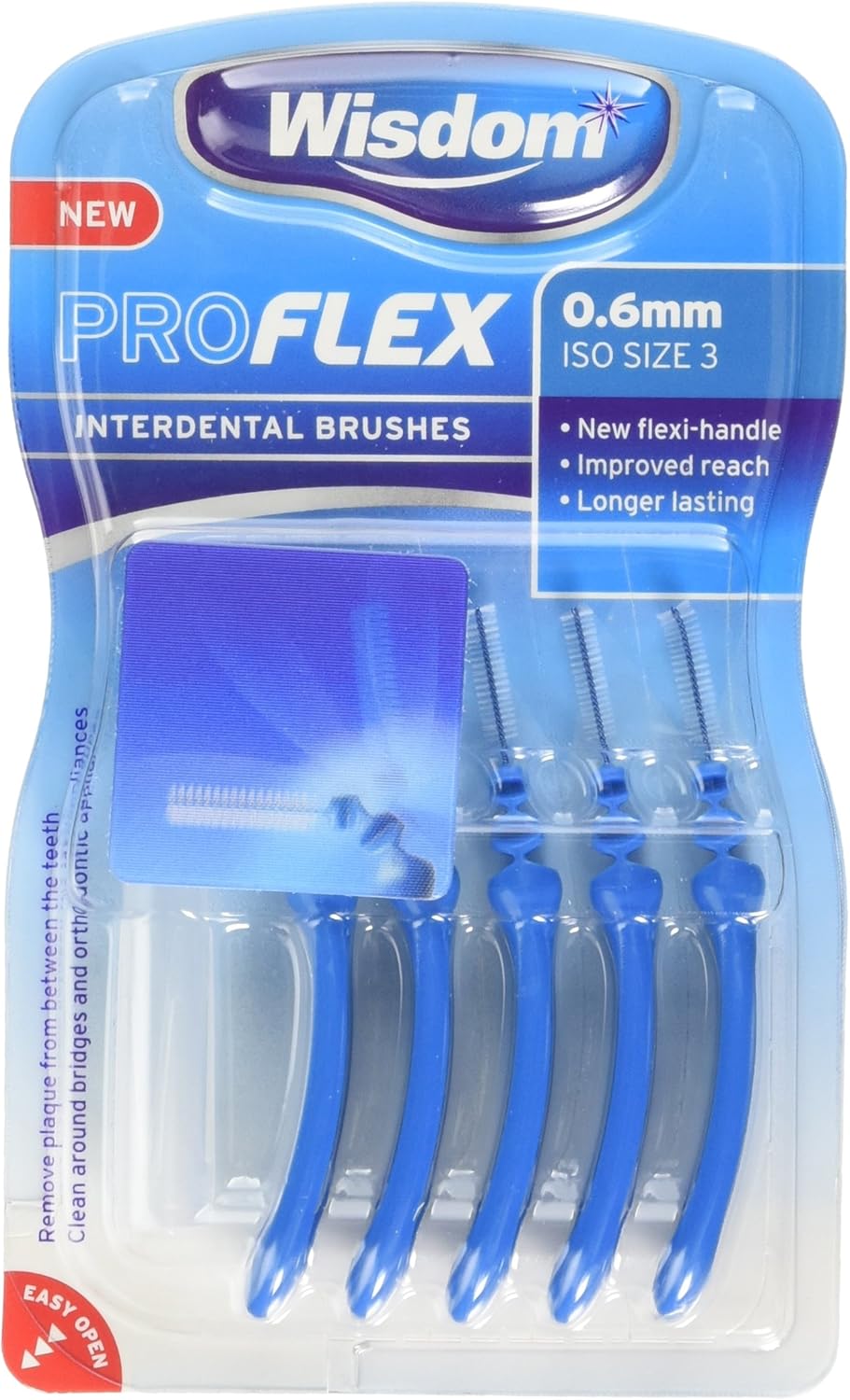 Wisdom Proflex Interdental Brushes, 0.60 mm, Blue, Health