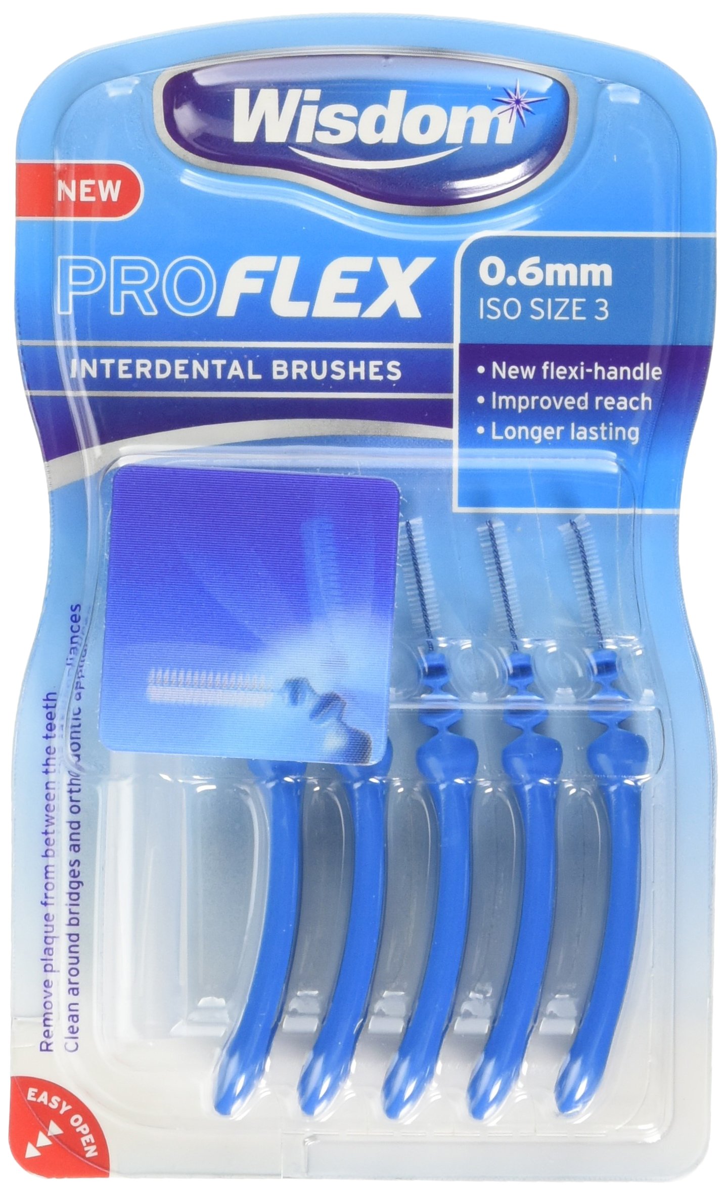Wisdom Proflex Interdental Brushes, 0.60 mm, Blue,