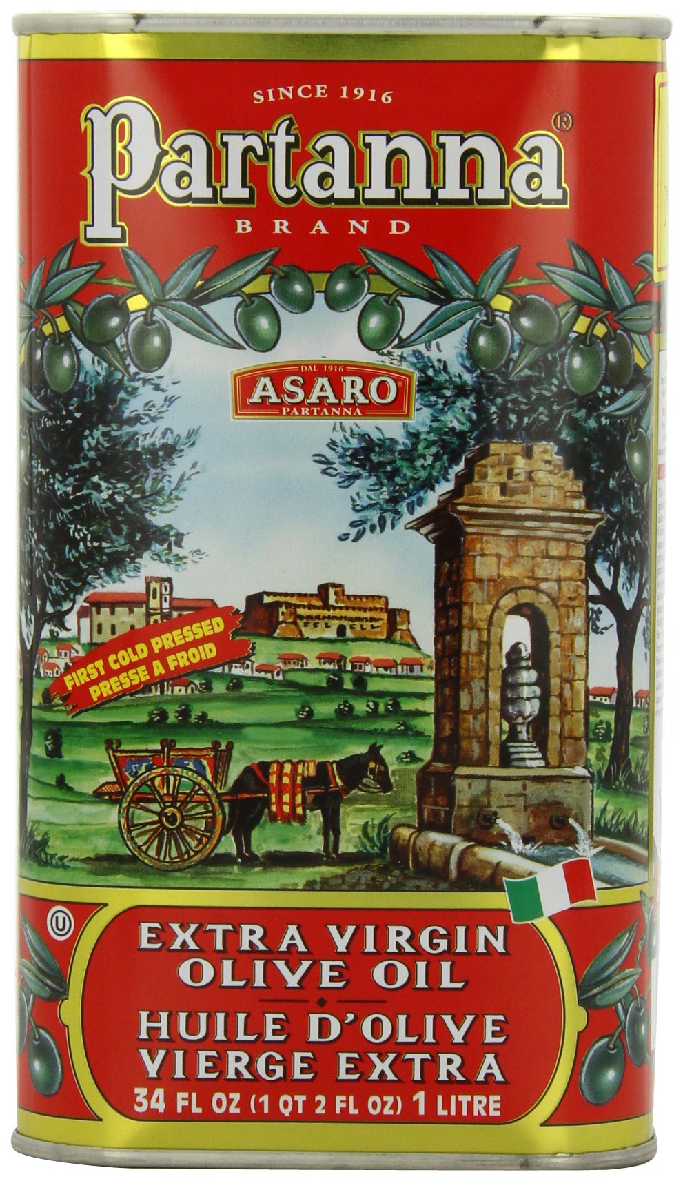 Partanna Extra Virgin Olive Oil, 34-Ounce