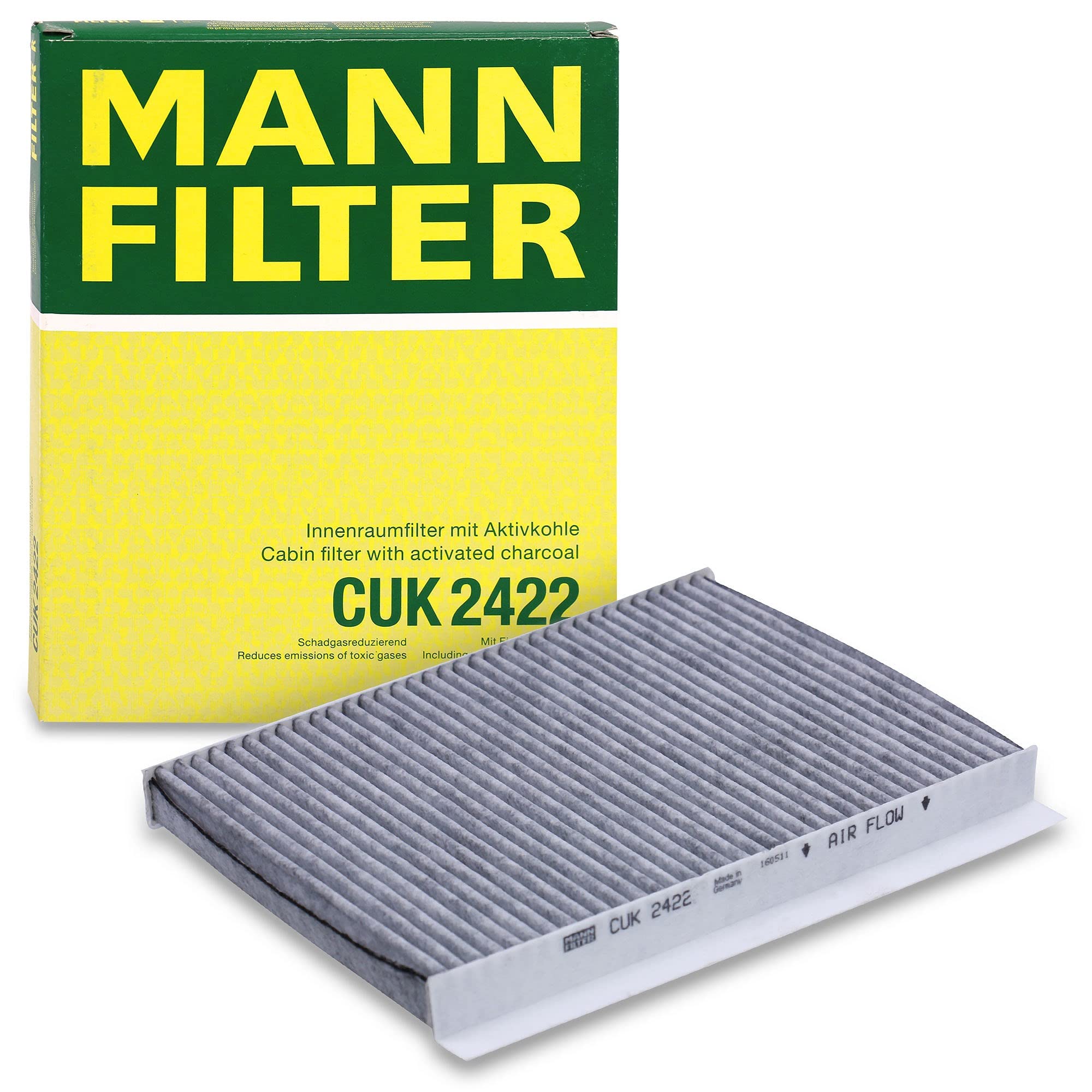 MANN-FILTER CUK 2422 Cabin Air Filter - Pollen Filter with Activated Carbon - for Cars + Transporters