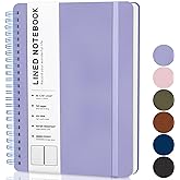 Lined Spiral Journal Notebook, B5 Hardcover Leather Notebook for Work, 7.8''×10'', 100GSM Thick Paper Spiral Bound Journaling Notebooks for Women & Men Office School Note Taking Business, Purple
