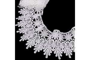 GXTIZAS White Lace Trim 5 Yards Wide Venise Lace Ribbon Embroidered Edge Trim for Sewing Crafts Pillow Case