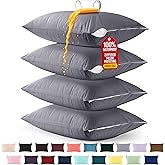 Utopia Bedding Premium 100% Waterproof Pillow Protectors with Zipper Queen Size (Set of 4), Bed Bug and Dust Mite Proof Zippered Pillow Covers, Pillow Encasement Cases, Gray